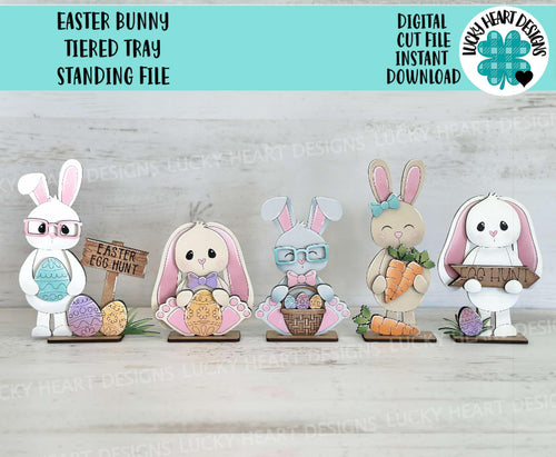 Easter Bunny Tiered Tray Standing File SVG, Glowforge, Egg, Carrot, Nerdy, Egg Hunt, LuckyHeartDesignsCo