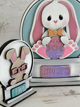 Load image into Gallery viewer, Hoppy Easter Bunny Snow Globe Interchangeable File SVG, TINY Glowforge, Spring Carrots Nerdy Glasses, Eggs Tiered Tray LuckyHeartDesignsCo
