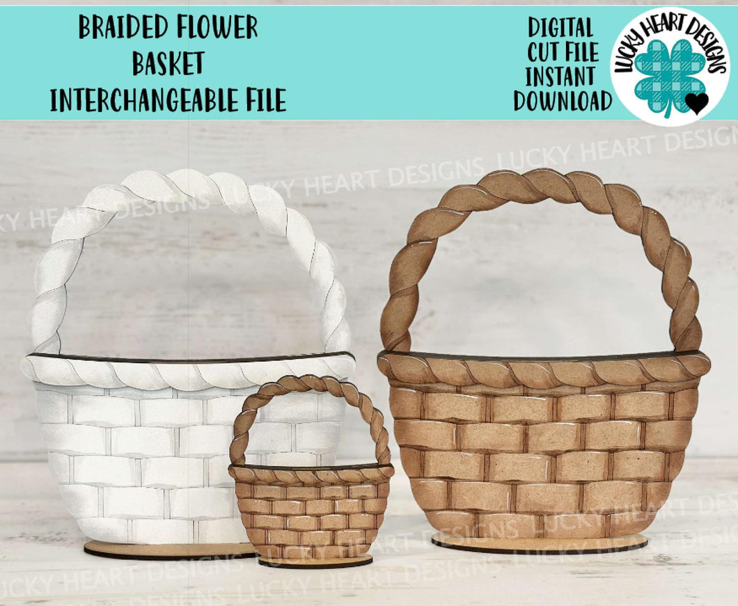 Braided Flower Basket Interchangeable (Original and TINY) File SVG, Seasonal, Holiday, Picnic, Tiered Tray, Glowforge, LuckyHeartDesignsCo