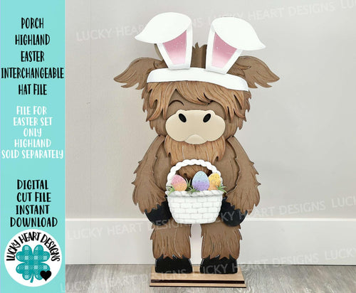 Porch Highland Easter Interchangeable Hats File SVG, (hat only) Seasonal, Cow, Holiday Farm, Bunny, Egg, Glowforge, LuckyHeartDesignsCo