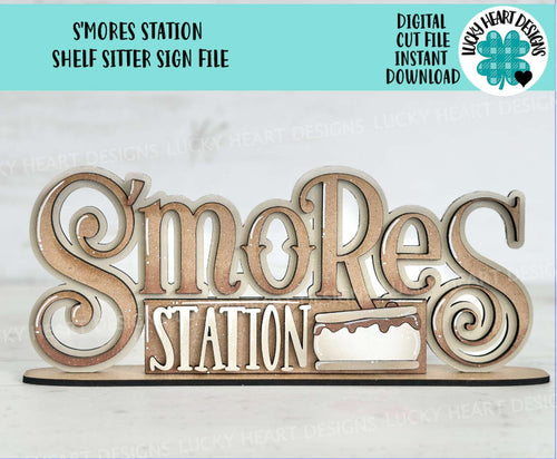 S'mores Station Shelf Sitter Sign File SVG, Summer, Camping, Marshmallows, Tiered Tray Glowforge, LuckyHeartDesignsCo