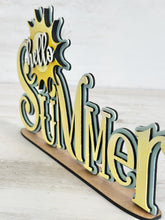 Load image into Gallery viewer, Hello Summer Sunshine Shelf Sitter Sign File SVG, Summer, Tiered Tray Glowforge, LuckyHeartDesignsCo
