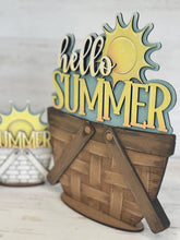 Load image into Gallery viewer, Hello Summer For The Flower Basket Interchangeable File SVG, TINY, Beach, Sun Vacation, Sunshine Tiered Tray, Glowforge, LuckyHeartDesignsCo
