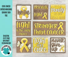 Load image into Gallery viewer, Cure Cancer Awareness Interchangeable Leaning Sign File SVG, Ribbon, Fight, Hope, Fundraiser Glowforge, LuckyHeartDesignsCo
