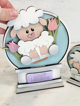 Load image into Gallery viewer, Easter Lamb Snow Globe Interchangeable File SVG, TINY Glowforge, Spring, Tulip, Eggs Tiered Tray LuckyHeartDesignsCo
