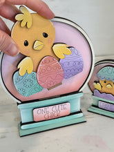 Load image into Gallery viewer, Easter Chick Snow Globe Interchangeable File SVG, TINY Glowforge, Bird, Spring Carrots Nerdy Glasses, Eggs Tiered Tray LuckyHeartDesignsCo
