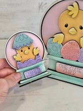 Load image into Gallery viewer, Easter Chick Snow Globe Interchangeable File SVG, TINY Glowforge, Bird, Spring Carrots Nerdy Glasses, Eggs Tiered Tray LuckyHeartDesignsCo
