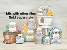 Load image into Gallery viewer, Easter Lamb Snow Globe Interchangeable File SVG, TINY Glowforge, Spring, Tulip, Eggs Tiered Tray LuckyHeartDesignsCo
