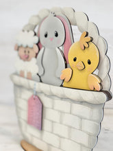 Load image into Gallery viewer, Easter Friends For The Flower Basket Interchangeable File SVG, (original only) Chick, Bunny, Lamb, Tiered Tray Glowforge LuckyHeartDesignsCo

