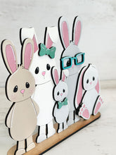 Load image into Gallery viewer, Bunny Family Easter Standing File SVG, Glowforge, Personalized, Mom, Day, Grandparents, Egg Hunt, LuckyHeartDesignsCo
