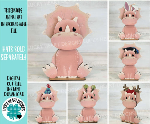Triceratops Animal Hats Interchangeable File SVG, Dinosaur, Christmas, Halloween, Easter, Valentine, Holiday, Glowforge, LuckyHeartDesignsCo