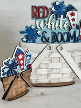 Load image into Gallery viewer, July Fireworks For The Flower Basket Interchangeable File SVG, Fourth, America, USA, Summer, Tiered Tray, Glowforge, LuckyHeartDesignsCo
