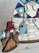Load image into Gallery viewer, July Fireworks Gnome For The Flower Basket Interchangeable File SVG, America, USA, Summer, Tiered Tray, Glowforge, LuckyHeartDesignsCo

