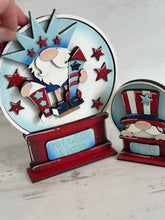 Load image into Gallery viewer, July Firework Gnome Snow Globe Interchangeable File SVG, TINY Fourth, Glowforge, Summer, America, USA, Tiered Tray LuckyHeartDesignsCo
