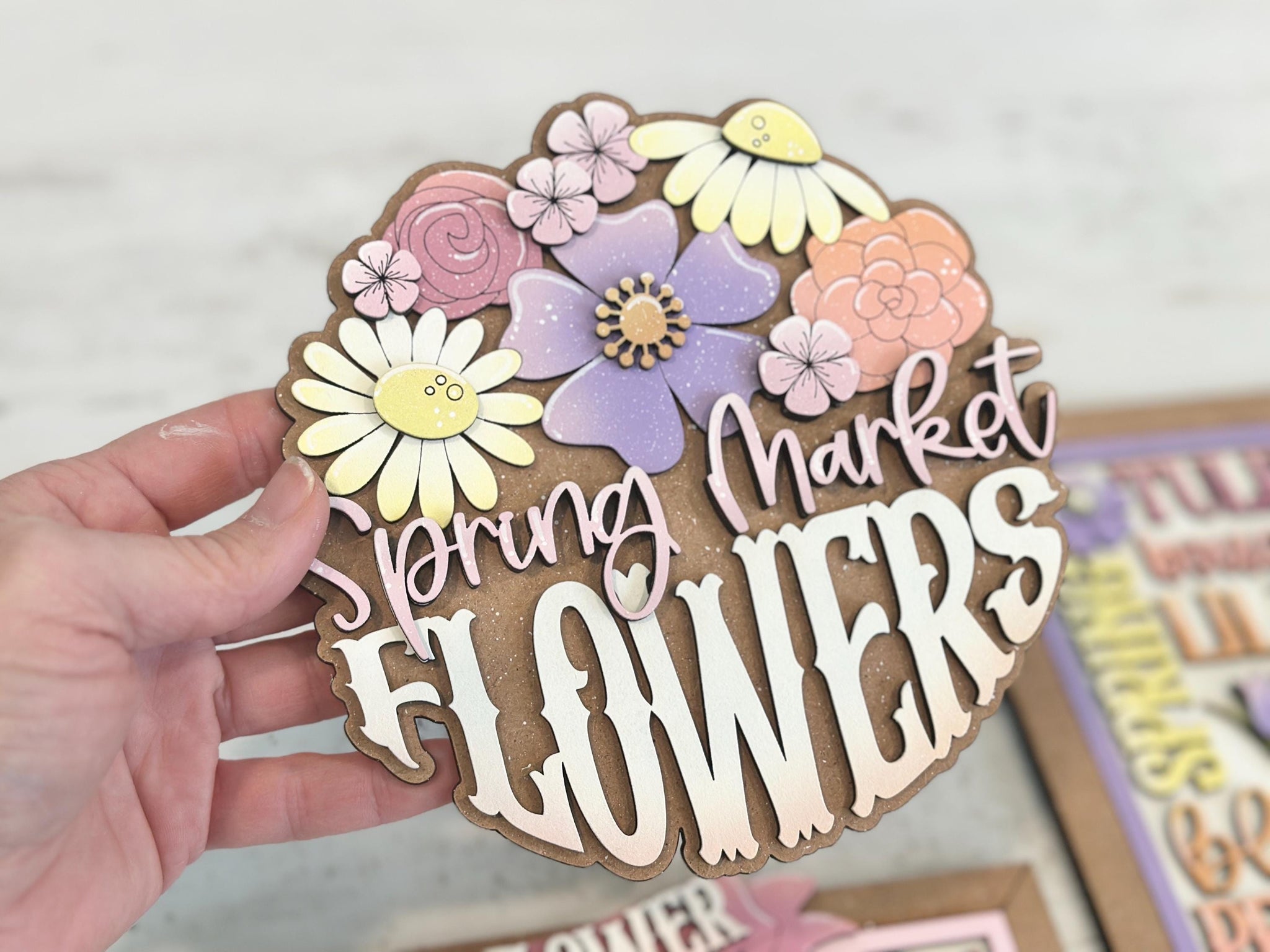 Spring Flowers Sign Bundle Set File SVG, Glowforge, Spring, Nerdy, Flo ...