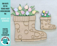 Load image into Gallery viewer, Rain Boots for the Flower Basket Interchangeable (Original and TINY) File SVG, Floral, Seasonal, Holiday, Glowforge, LuckyHeartDesignsCo
