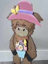Load image into Gallery viewer, Spring Highland Porch Interchangeable Hats File SVG, (hat only) Seasonal Cow Holiday Farm, Butterfly, Flower, Glowforge, LuckyHeartDesignsCo
