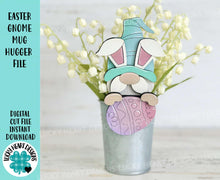 Load image into Gallery viewer, Easter Gnome Mug Hugger File SVG, Glowforge Egg, Spring, Bunny, Nerdy, Floppy, Tiered, Tray Decor, Plant Topper, Gift, LuckyHeartDesignsCo
