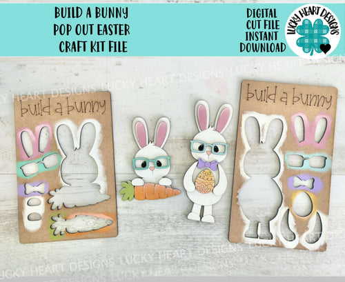 Build A Bunny Pop Out Easter Craft Kit File SVG, Glowforge, Nerdy, Egg, DIY, LuckyHeartDesignsCo