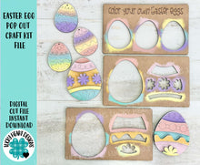 Load image into Gallery viewer, Easter Egg Pop Out Easter Craft Kit File SVG, Glowforge, KIds, Basket, DIY, LuckyHeartDesignsCo
