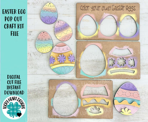 Easter Egg Pop Out Easter Craft Kit File SVG, Glowforge, KIds, Basket, DIY, LuckyHeartDesignsCo