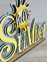 Load image into Gallery viewer, Hello Summer Sunshine Shelf Sitter Sign File SVG, Summer, Tiered Tray Glowforge, LuckyHeartDesignsCo
