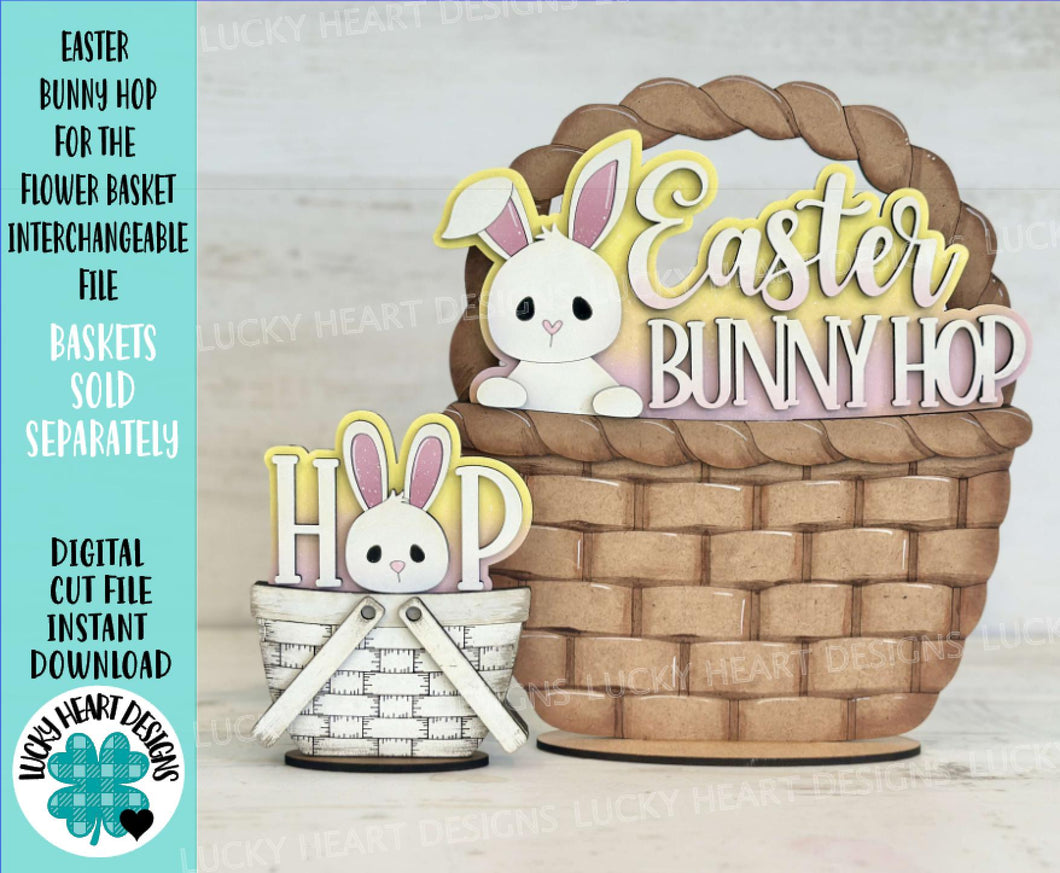 Easter Bunny Hop For The Flower Basket Interchangeable File SVG, TINY, Egg, Carrots, Bunny Butt, Tiered Tray, Glowforge, LuckyHeartDesignsCo