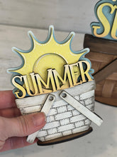 Load image into Gallery viewer, Hello Summer For The Flower Basket Interchangeable File SVG, TINY, Beach, Sun Vacation, Sunshine Tiered Tray, Glowforge, LuckyHeartDesignsCo
