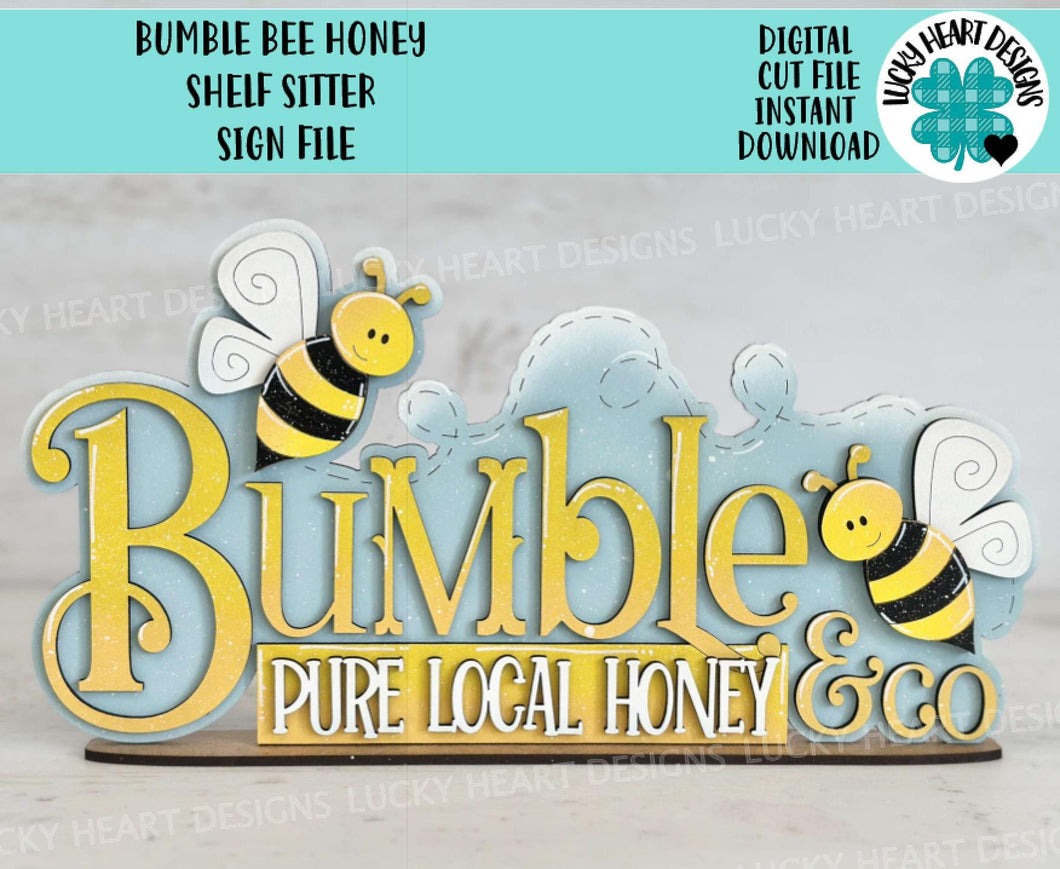 Bumble Bee Honey Shelf Sitter Sign File SVG, BumbleBee, Beehive, Summer, tiered tray Glowforge, LuckyHeartDesignsCo