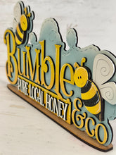 Load image into Gallery viewer, Bumble Bee Honey Shelf Sitter Sign File SVG, BumbleBee, Beehive, Summer, tiered tray Glowforge, LuckyHeartDesignsCo
