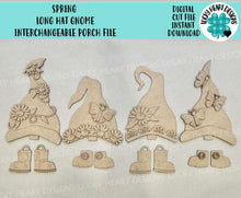 Load image into Gallery viewer, Spring Long Hat Porch Gnome Interchangeable File SVG, ADD ON, Holiday, Seasonal Flower Daisy Floral Butterfly Glowforge LuckyHeartDesignsCo
