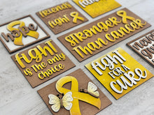 Load image into Gallery viewer, Cure Cancer Awareness Interchangeable Leaning Sign File SVG, Ribbon, Fight, Hope, Fundraiser Glowforge, LuckyHeartDesignsCo
