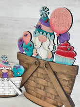 Load image into Gallery viewer, Gnome Birthday For The Flower Basket Interchangeable File SVG, TINY Balloons, Holiday, Celebrate Tiered Tray, Glowforge, LuckyHeartDesignsCo
