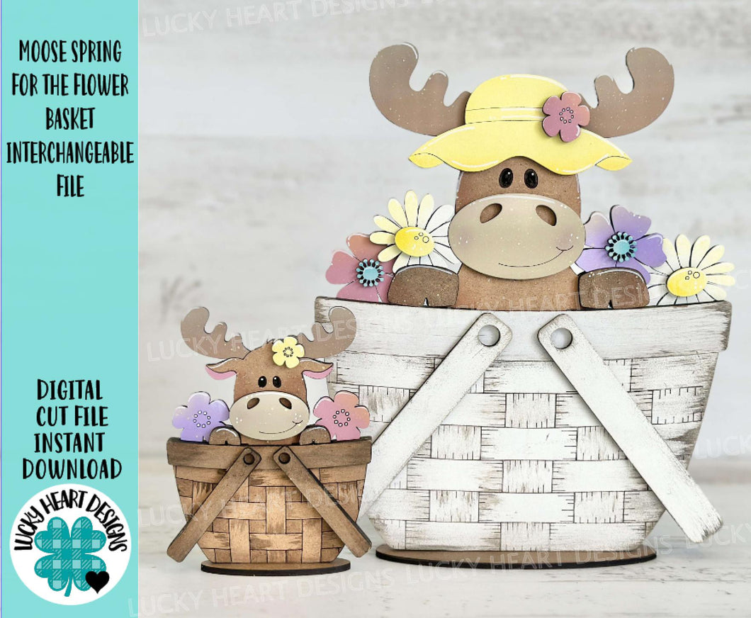 Moose Spring For The Flower Basket Interchangeable File SVG, Floral, Flowers, Tiered Tray, Glowforge, LuckyHeartDesignsCo