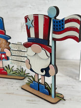 Load image into Gallery viewer, July Fireworks Gnome Tiered Tray File SVG, America, USA, Fourth, Flag, Statue of Liberty, Holiday Decor, Glowforge, LuckyHeartDesignsCo
