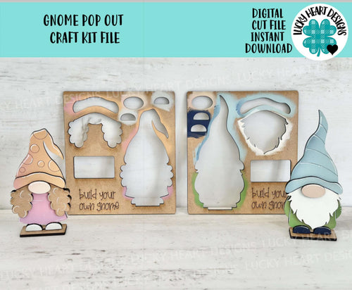 Gnome Pop Out Craft Kit File SVG, Glowforge, LuckyHeartDesignsCo