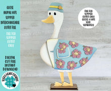 Load image into Gallery viewer, Goose Animal Hats Summer Interchangeable Outfit File SVG, Hawaiian, Flower, Shirt Seasonal, Holiday, Glowforge, LuckyHeartDesignsCo
