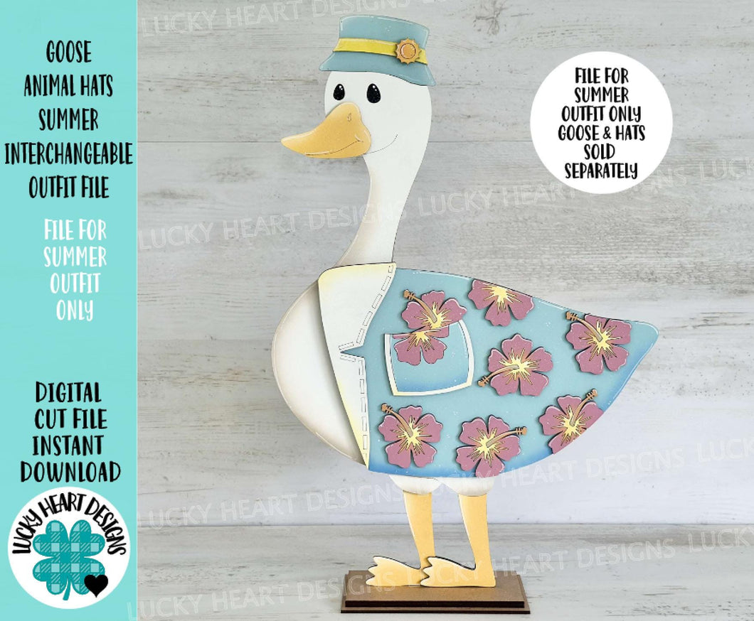 Goose Animal Hats Summer Interchangeable Outfit File SVG, Hawaiian, Flower, Shirt Seasonal, Holiday, Glowforge, LuckyHeartDesignsCo