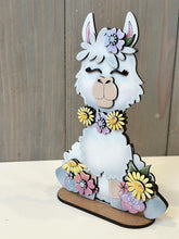 Load image into Gallery viewer, Spring Floral Llama Standing File SVG, Glowforge Laser, Flower, Daisy, Shelf Sitter, LuckyHeartDesignCo
