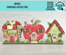 Load image into Gallery viewer, Apples Standing Houses File SVG, Glowforge, Summer, Fall, School, Teacher, Picking, Spring, Fruit, LuckyHeartDesignsCo
