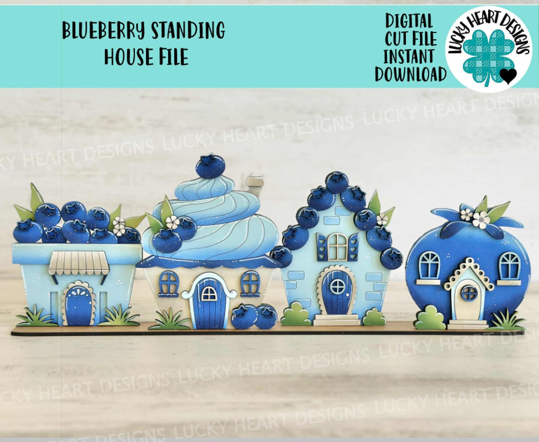 Blueberry Standing Houses File SVG, Glowforge, Summer, Spring, Fruit, Cupcake, LuckyHeartDesignsCo