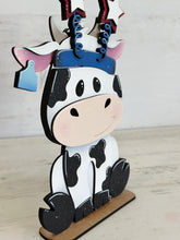 Load image into Gallery viewer, New Dairy Cow Animal Hats Interchangeable MINI File SVG, Seasonal Leaning sign, Holiday, Farm Tiered Tray Glowforge, LuckyHeartDesignsCo
