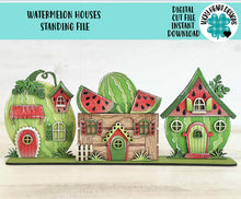 Load image into Gallery viewer, Watermelon Standing Houses File SVG, Glowforge, Summer, Spring, Fruit, Farm, LuckyHeartDesignsCo
