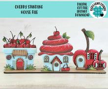 Load image into Gallery viewer, Cherry Standing Houses File SVG, Glowforge, Farm Picking, Summer, Spring, Fruit, Cupcake, LuckyHeartDesignsCo
