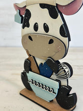 Load image into Gallery viewer, Dairy Cow Kitchen Standing File SVG, Baking, Cook, Chef, Farm, Milk, Tiered Tray Glowforge, LuckyHeartDesignsCo
