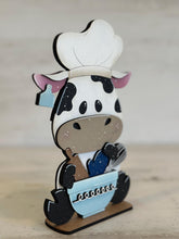 Load image into Gallery viewer, Dairy Cow Kitchen Standing File SVG, Baking, Cook, Chef, Farm, Milk, Tiered Tray Glowforge, LuckyHeartDesignsCo

