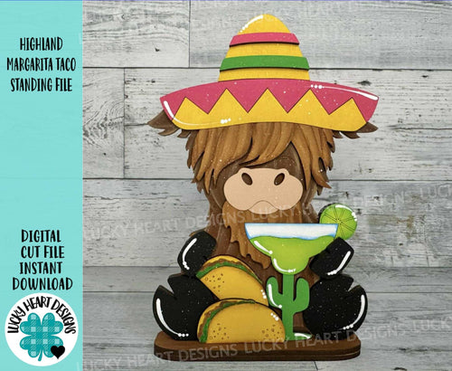 Highland Margarita Taco Standing File SVG, Glowforge, Cow, Cinco De Mayo, Fiesta, Piñata, Farm, Tiered Tray LuckyHeartDesignsCo