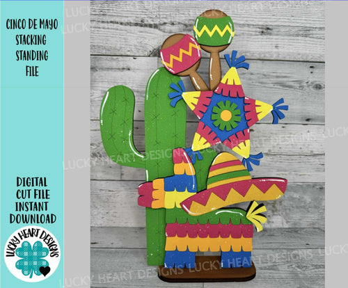 Cinco De Mayo Stacking Standing File SVG, Glowforge, Cactus, Sombrero, Piñata, Tiered Tray LuckyHeartDesignsCo
