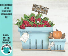 Load image into Gallery viewer, Berry Farm Basket for the Flower Basket Interchangeable File SVG, TINY, Bucket, Fruit Strawberry Tiered Tray, Glowforge, LuckyHeartDesignsCo
