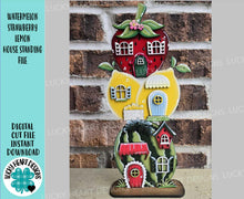 Load image into Gallery viewer, Watermelon Strawberry Lemon Stacking Standing Houses File SVG, Glowforge, Summer, Spring, Fruit, Farm, LuckyHeartDesignsCo
